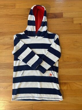 Mini Boden kids Navy & White Striped Hooded Pullover Shirt